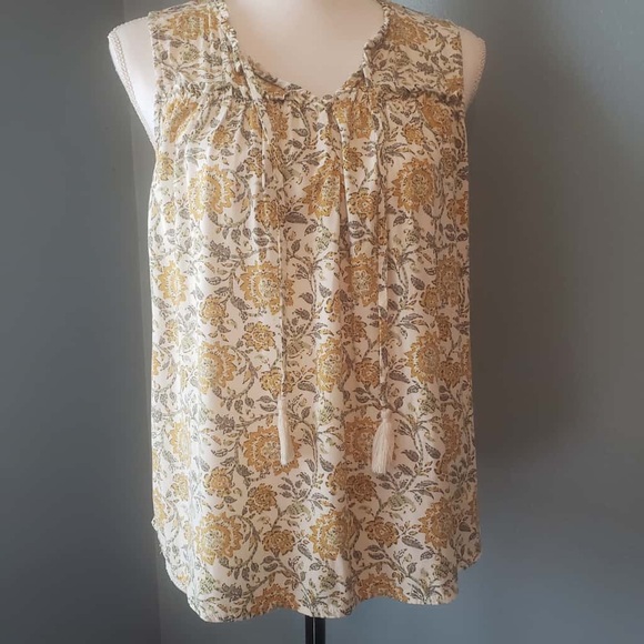 Angels Sleeveless Floral Blouse - Cream and Gold - Picture 1 of 6
